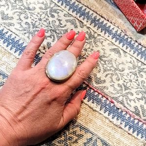 Silver ring with moon stone,size8
